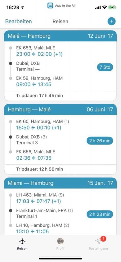 All flights at a glance: App in the Air records all in one central location.