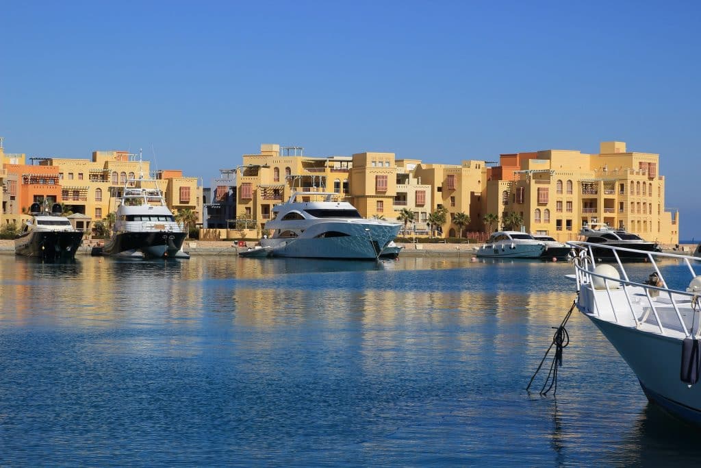 El Gouna is a beautiful seaside resort on the Red Sea coast, characterized by its colorful architecture and unique atmosphere.