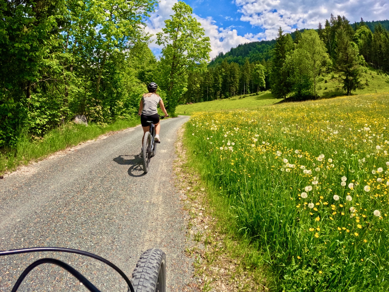 Always through the idyllic nature, past blooming meadows: Riding an e-bike in the PillerseeTal is a relaxed affair. E-Bike Pillerseetal Fieberbrunn field report