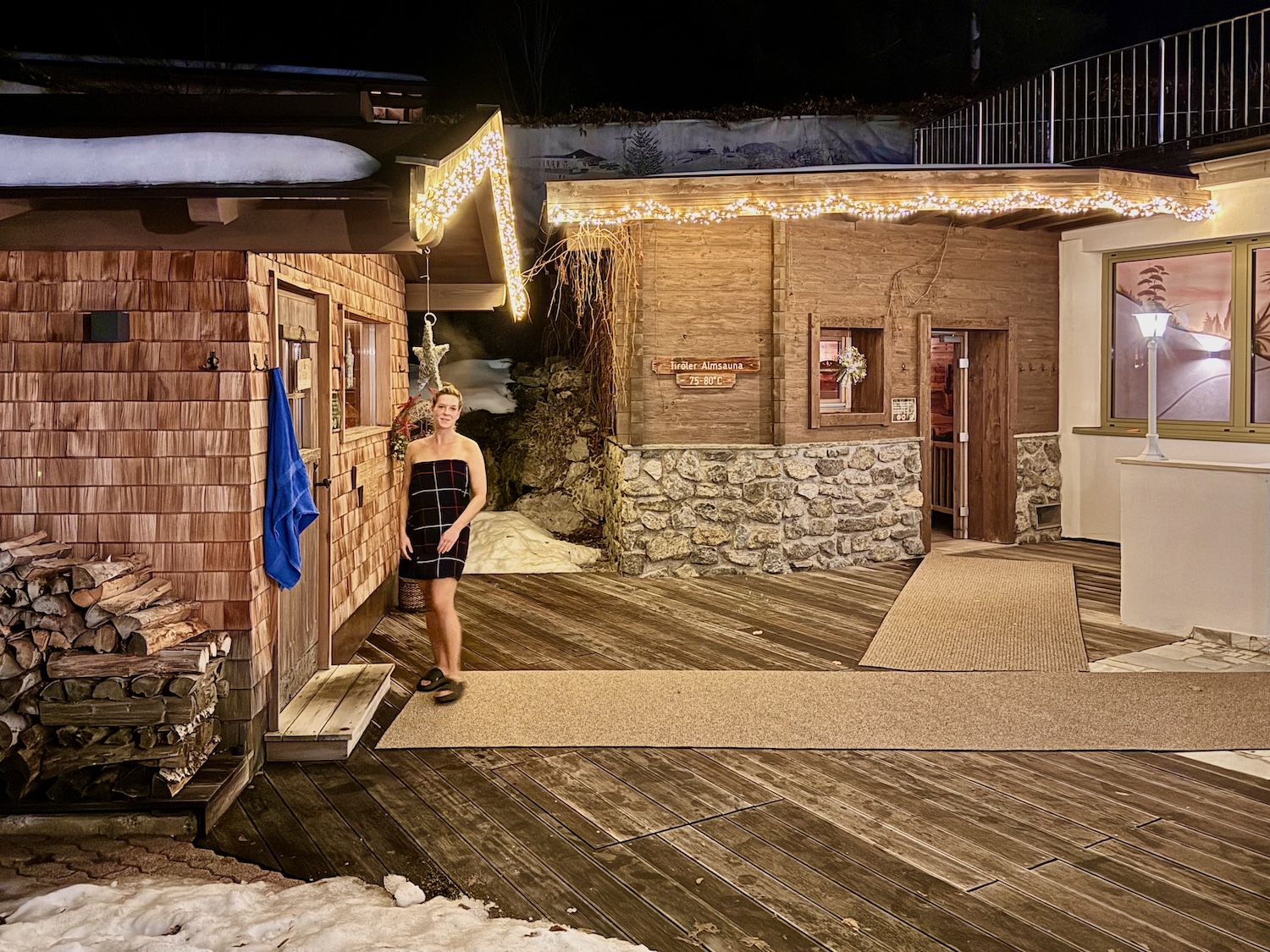We waren onder de indruk van het kleine saunadorpje in Aubad - en het is een geweldige plek voor iedereen die echt wil ontspannen na een dag op de piste. Foto: Sascha Tegtmeyer skivakantie in Fieberbrunn wintervakantie reisverslag ervaringsverslag ervaringen